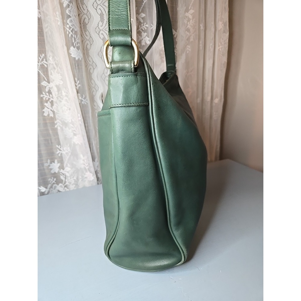 Vintage COACH Forest Green Leather, XL Studio Shoulder Tote Bag, 4081 90s USA - Picture 4 of 15